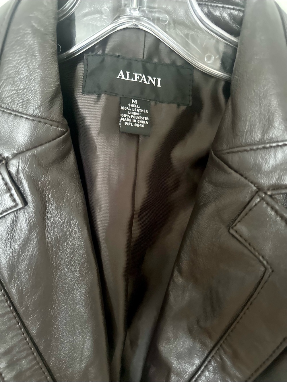 Alfani Genuine Leather Jacket | Brown Moto Biker Coat | Minimalist 90s style - Picture 2 of 6